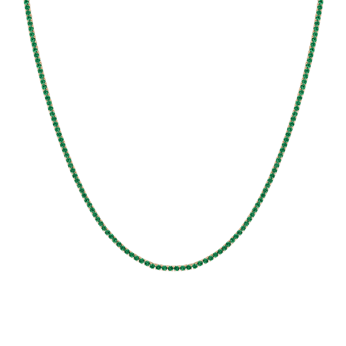 Lab Grown Green Emerald Tennis Necklace