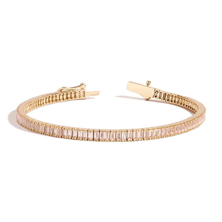 Lab Grown Morganite Baguette Tennis Bracelet