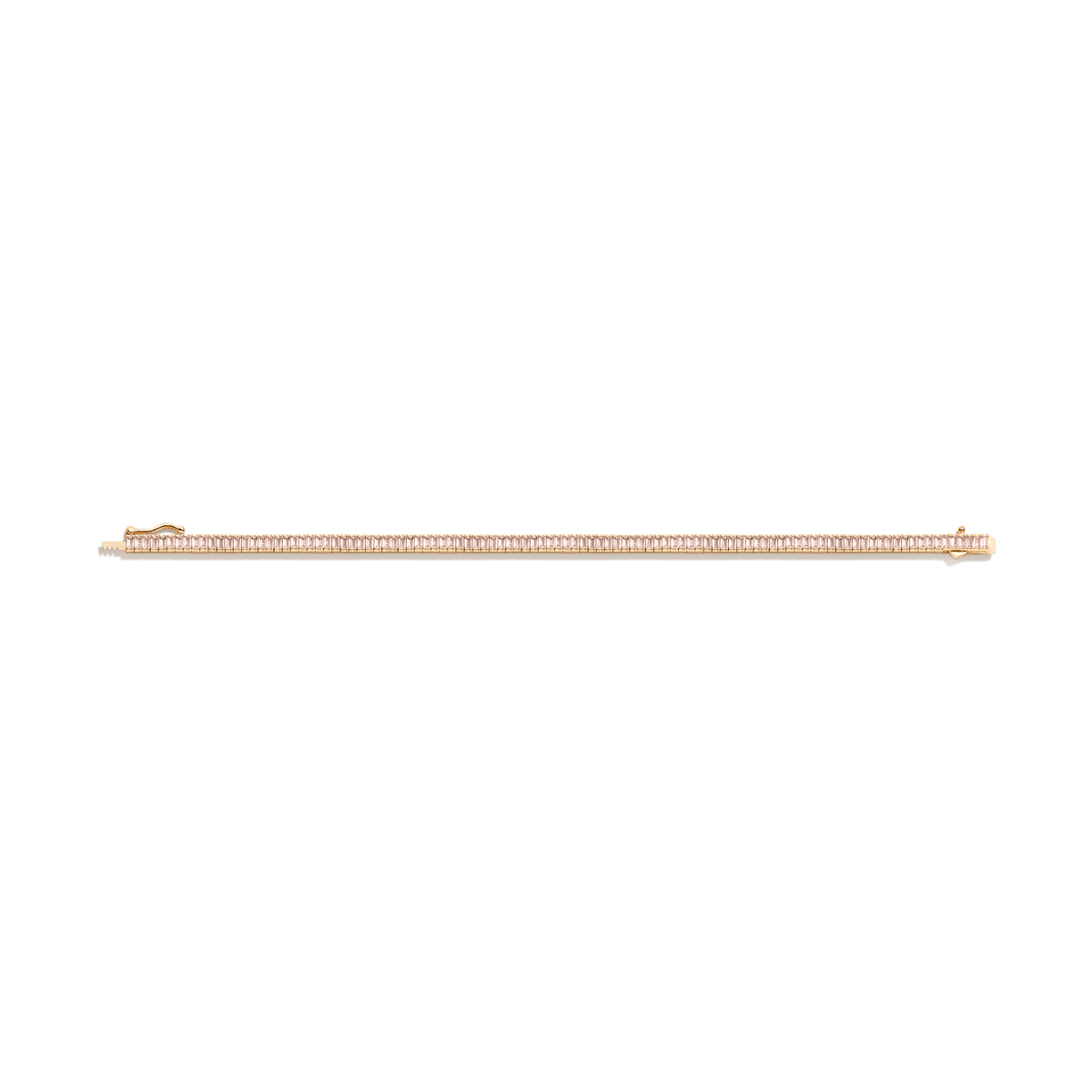 Morganite Baguette Tennis Bracelet Vermeil Yellow Gold 6.5in 7in