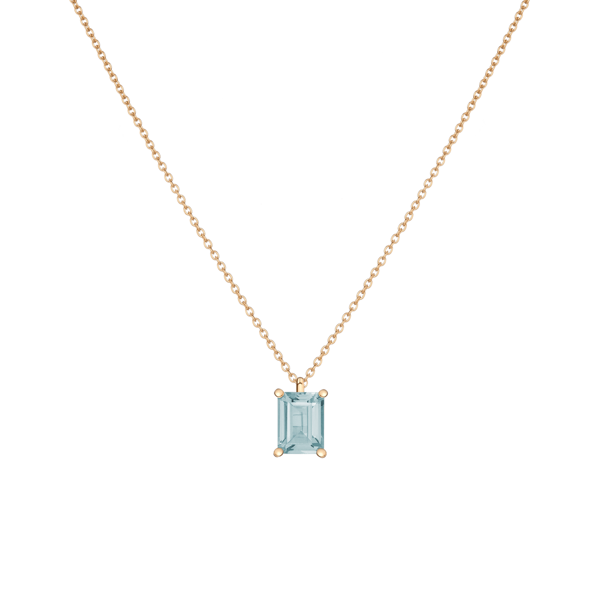 Emerald Gemstone Solitaire Necklace Vermeil Yellow Gold Aquamarine
