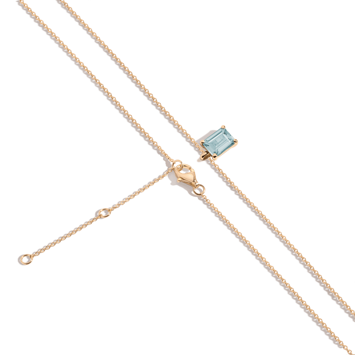 Emerald Gemstone Solitaire Necklace Vermeil Yellow Gold Aquamarine
