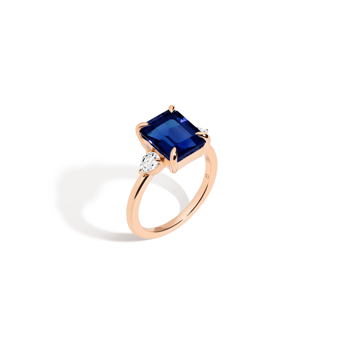 Emerald Gemstone Cocktail Ring - White Sapphire