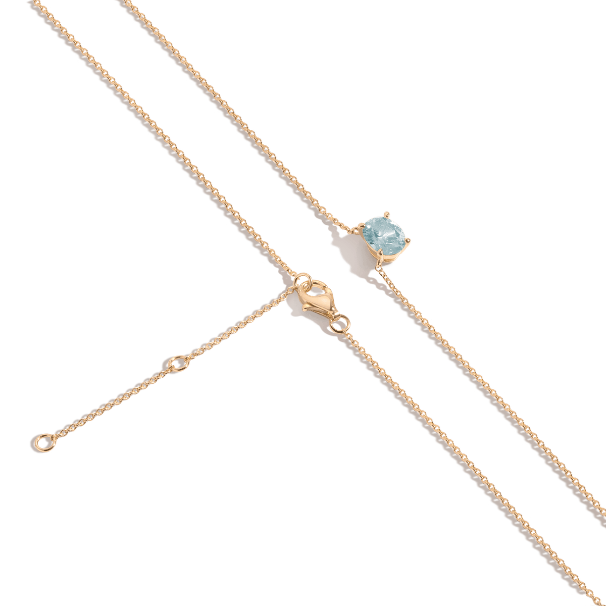 Oval Gemstone Solitaire Necklace Vermeil Yellow Gold Aquamarine