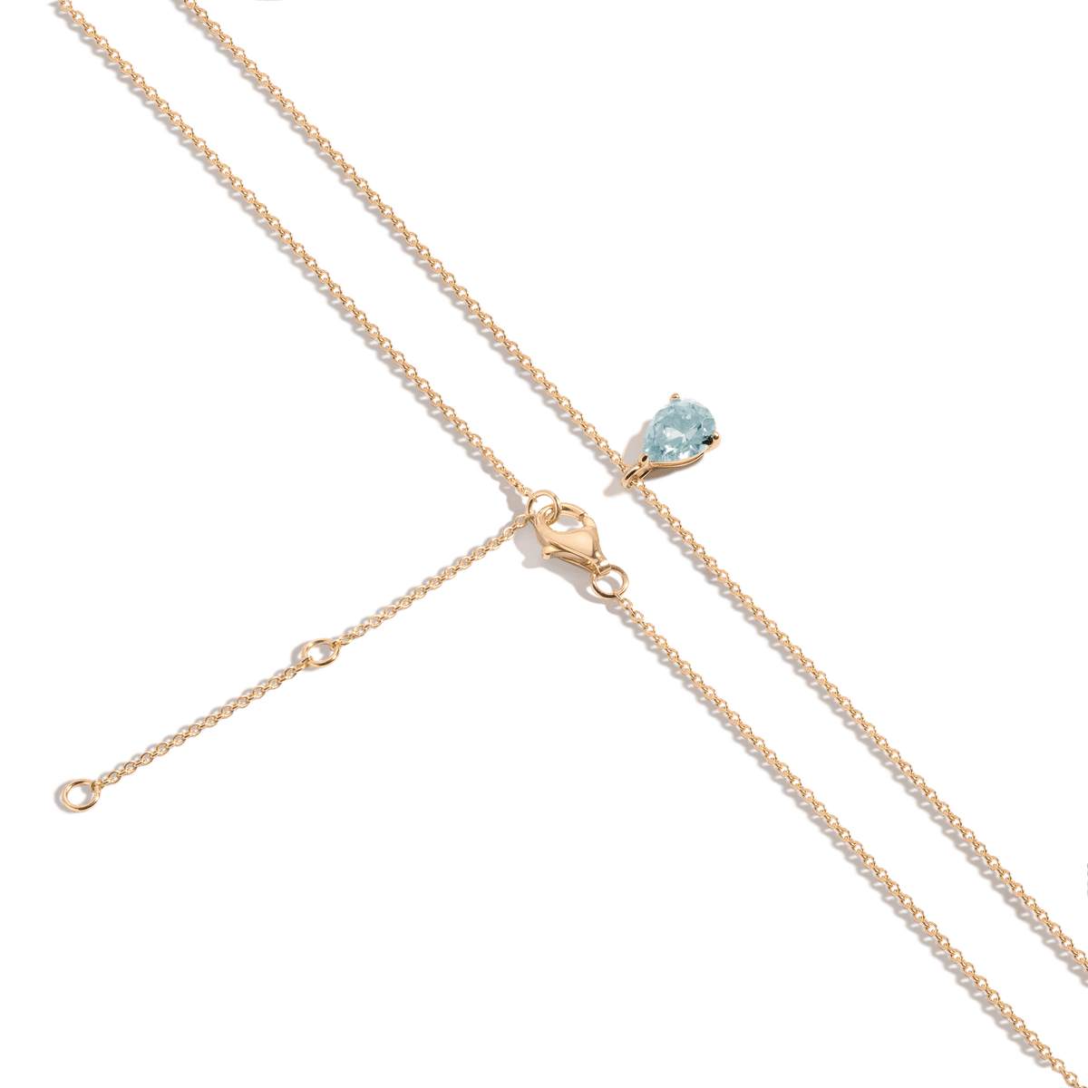 Pear Gemstone Solitaire Necklace Vermeil Yellow Gold Aquamarine