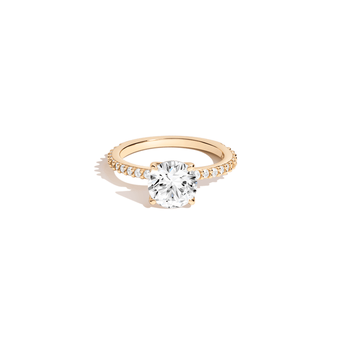 Round White Sapphire Solitaire Pavé Ring