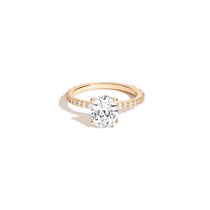 Oval White Sapphire Solitaire Pavé Ring
