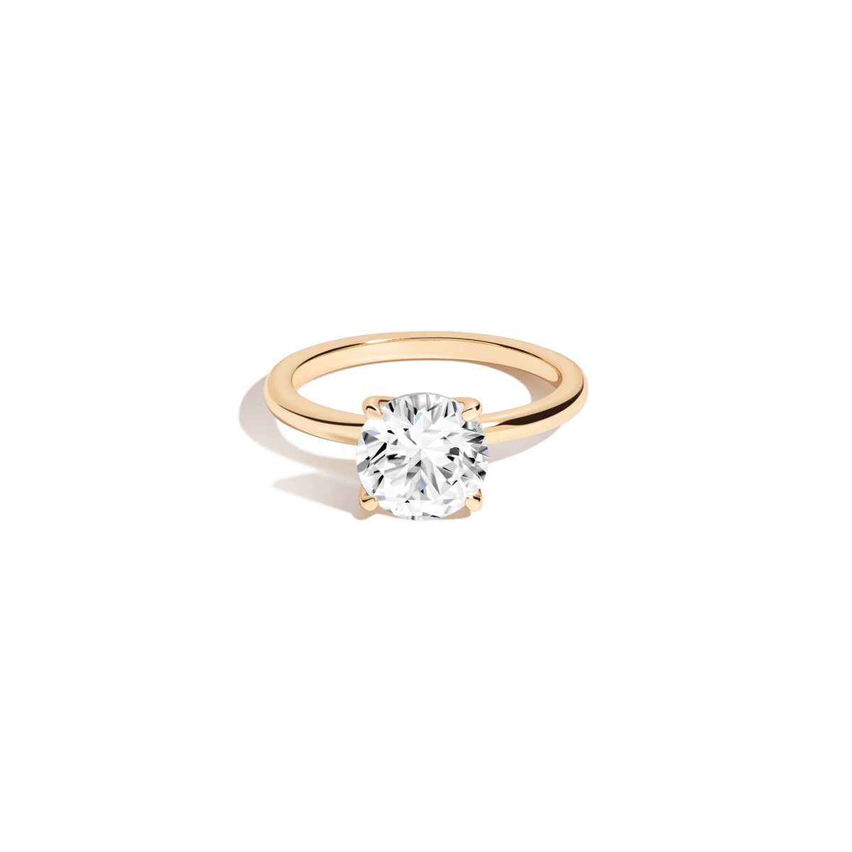Round White Sapphire Solitaire Ring Vermeil Yellow Gold First