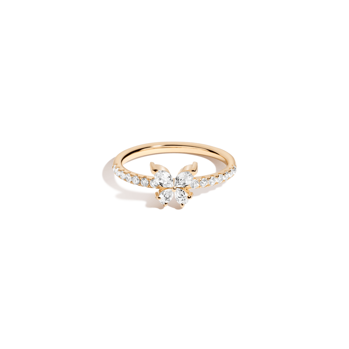 White Sapphire Butterfly Ring Vermeil Yellow Gold