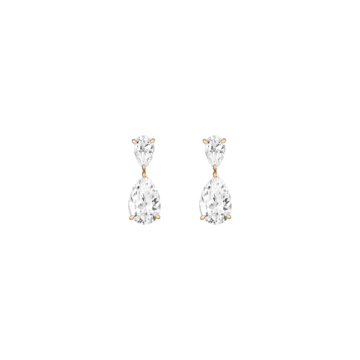 White Sapphire Pear Drop Earrings Vermeil Yellow Gold Pair First