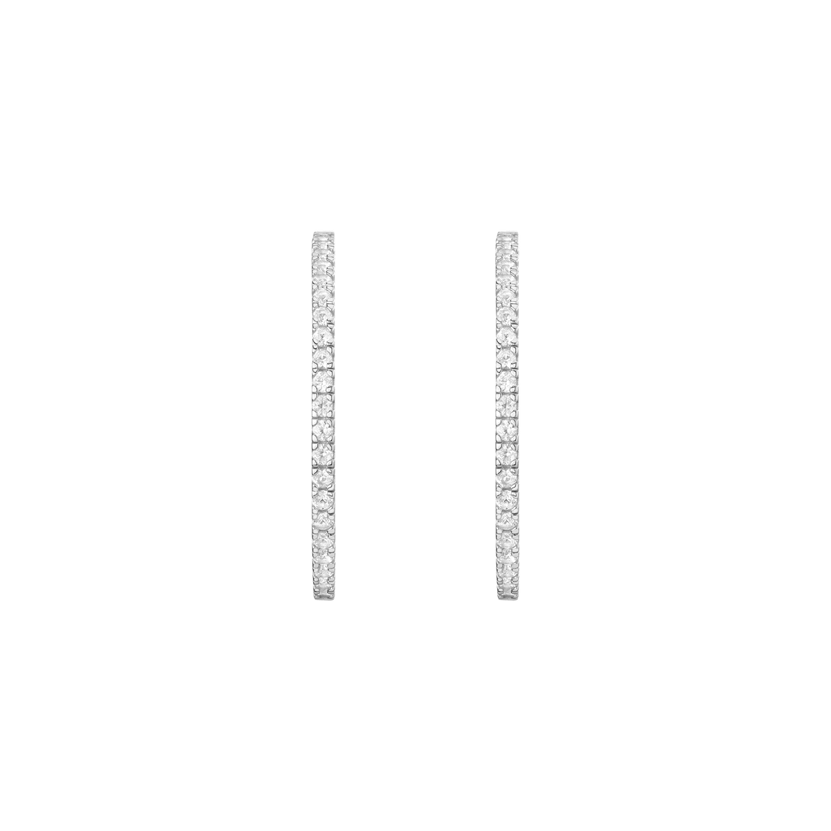 White Sapphire Hoops Earrings Vermeil White Gold 35mm