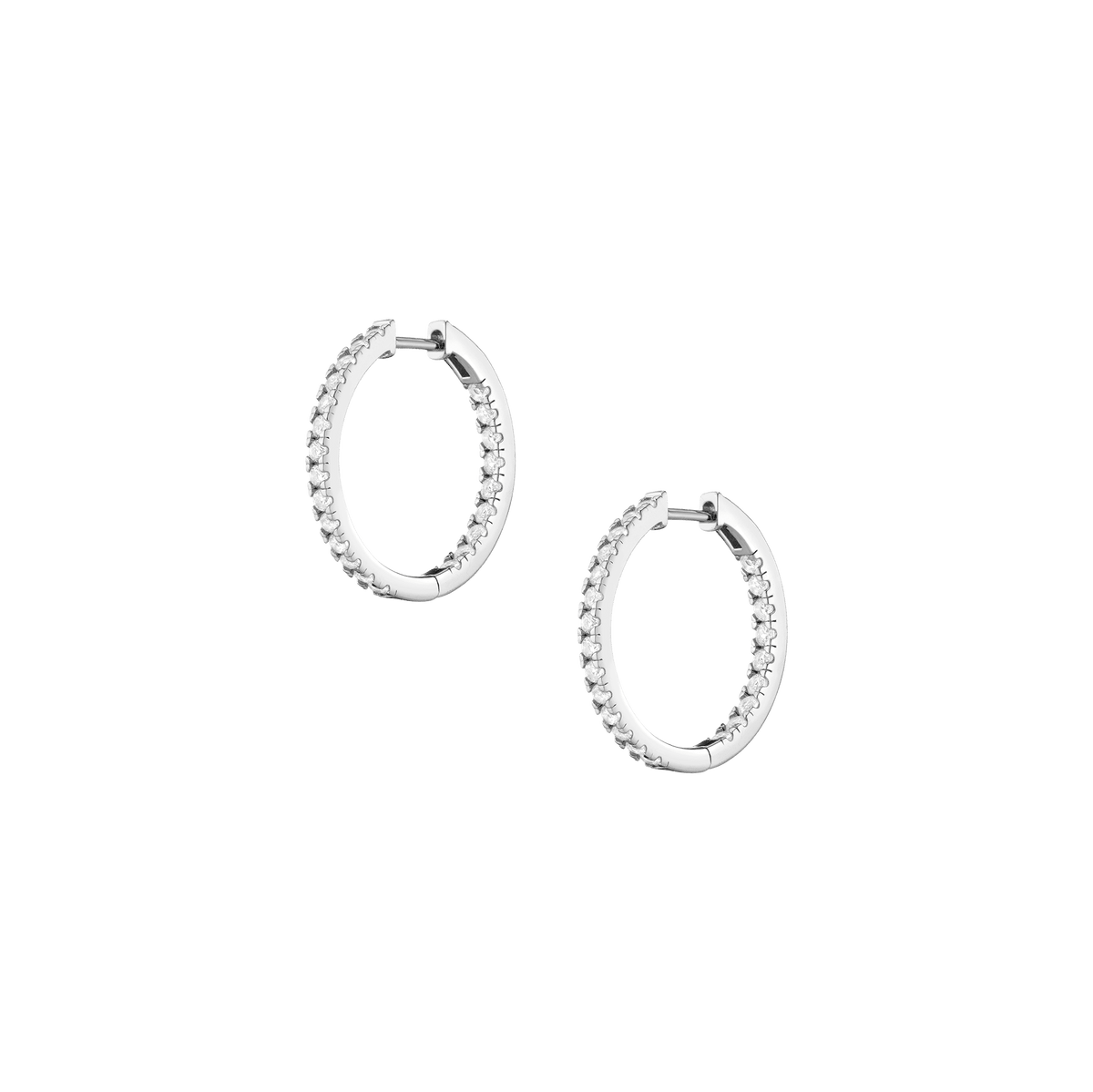 White Sapphire Hoops Earrings Vermeil White Gold 25mm First
