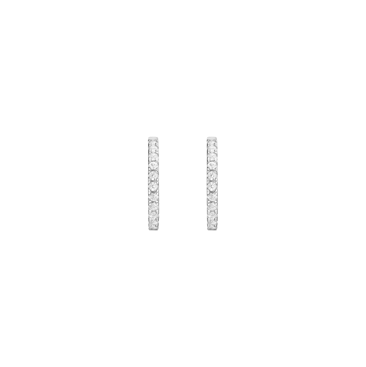 White Sapphire Hoops Earrings Vermeil White Gold 20mm