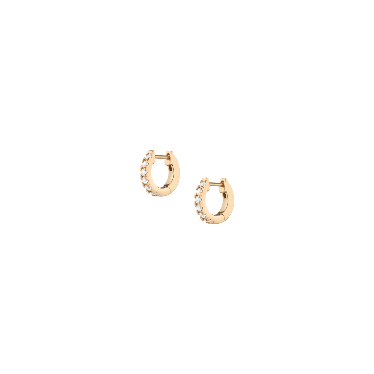 White Sapphire Huggie Earrings Vermeil Yellow Gold 12mm
