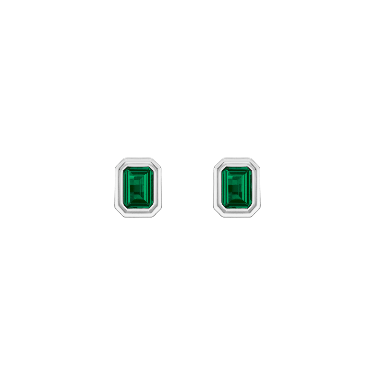 Emerald Heirloom Stud Earrings Vermeil 14k 18k White Gold Pair First