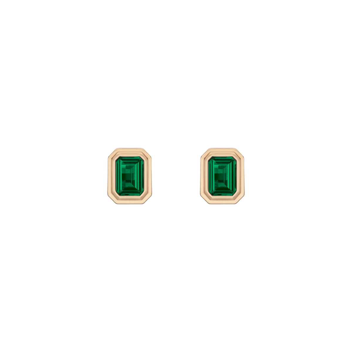 Emerald Heirloom Stud Earrings Vermeil 14k 18k Yellow Gold Pair First