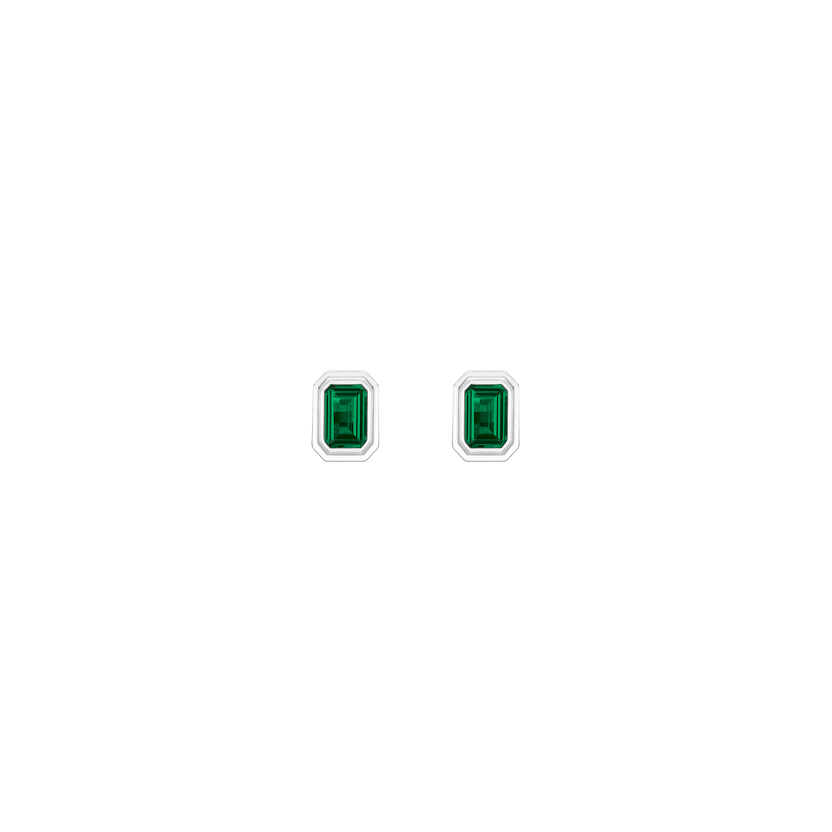 Mini Emerald Heirloom Stud Earrings Vermeil 14k 18k White Gold Pair First