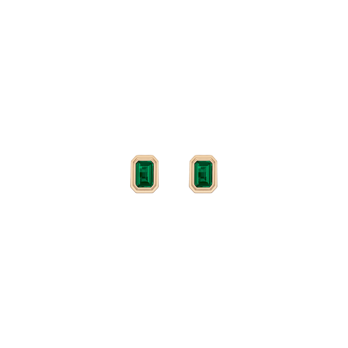 Mini Emerald Heirloom Stud Earrings Vermeil 14k 18k Yellow Gold Pair First