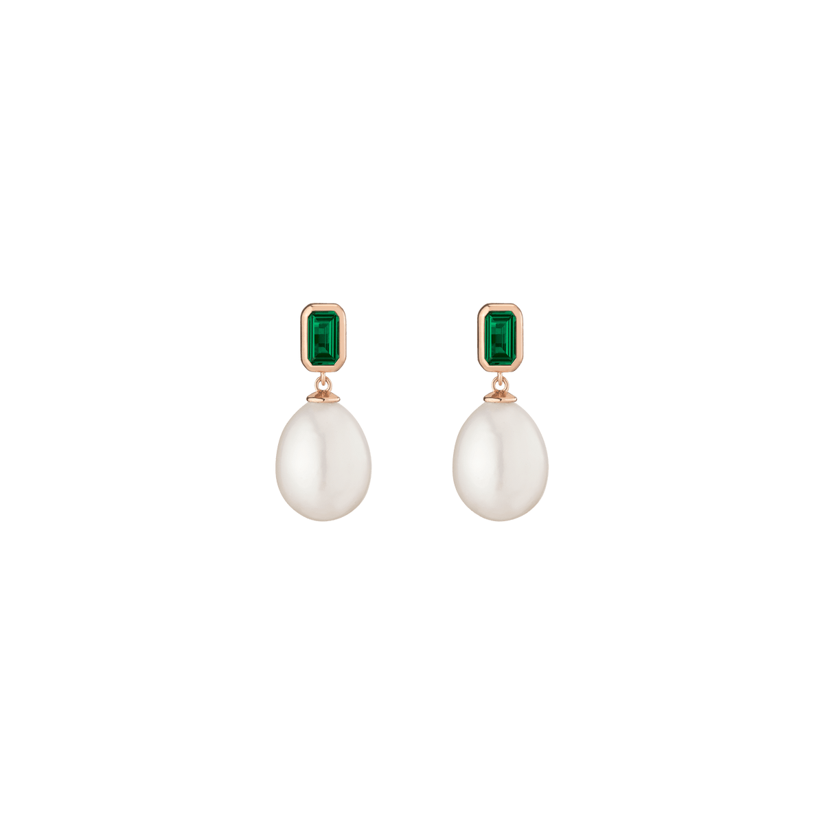 Emerald Heirloom Pearl Drop Earrings Vermeil 14k 18k Rose Gold Pair First