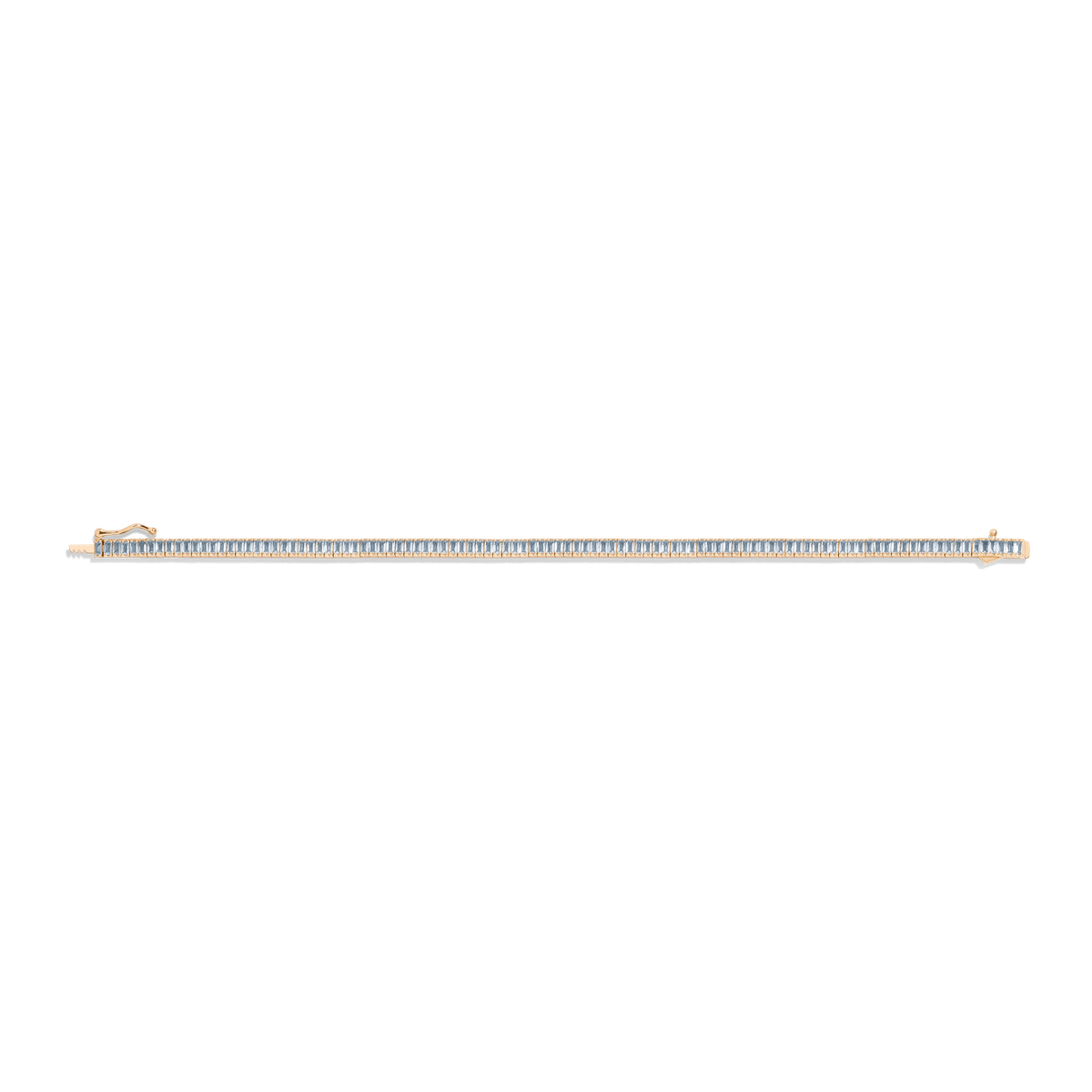 Aquamarine Baguette Tennis Bracelet Vermeil Yellow Gold 6.5in 7in