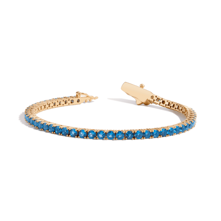 Lab Grown Blue Topaz Tennis Bracelet