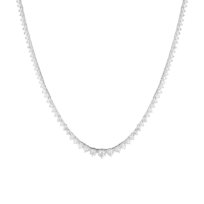 Three-Prong Graduated Tennis Necklace
