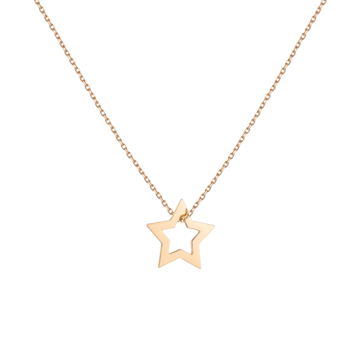 Lucky Charm Necklace 14k 18k Yellow Gold Star