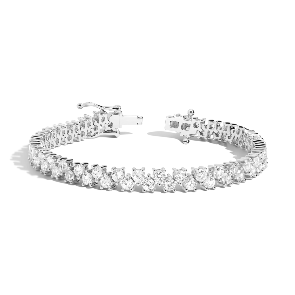 Handmade deals Genuine White Sapphires Gold 925 Sterling Silver Tennis Bracelet