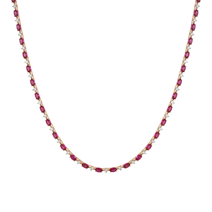 Aurate x Marilyn Monroe: Lab Grown Red Marquise Tennis Necklace
