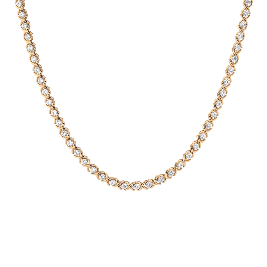 Lab Grown White Sapphire X Estate Tennis Necklace