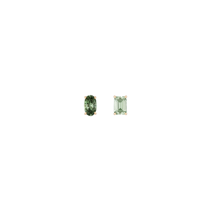 Lab Grown Green Prasiolite Mosaic Stud Earrings