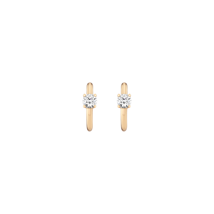 Round Lab Grown White Sapphire Solitaire Huggie Earrings