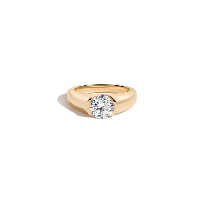1ct Round Lab Grown Diamond Floating Signet Ring