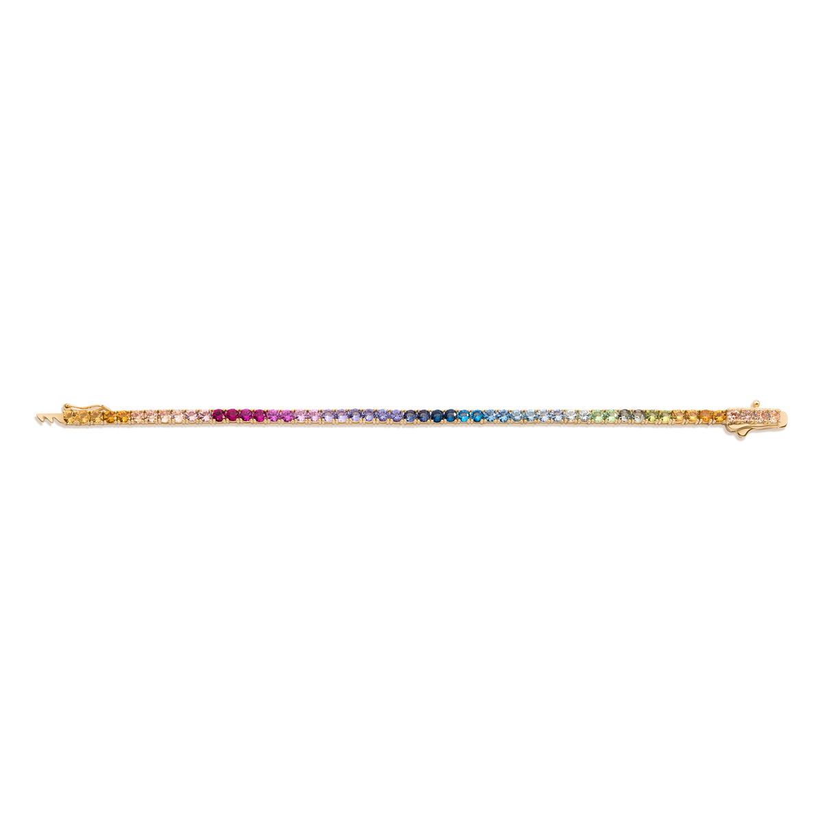 Ombre Rainbow Tennis Bracelet Vermeil Yellow Gold 6.5in 7in