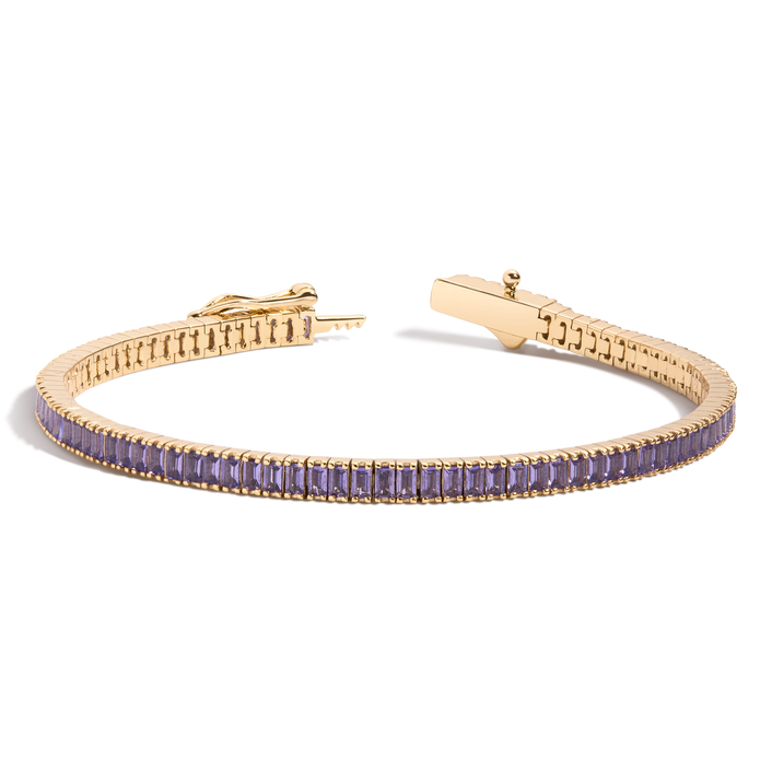Lab Grown Amethyst Baguette Tennis Bracelet