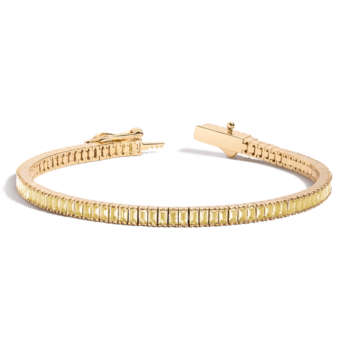 Lab Grown Citrine Baguette Tennis Bracelet