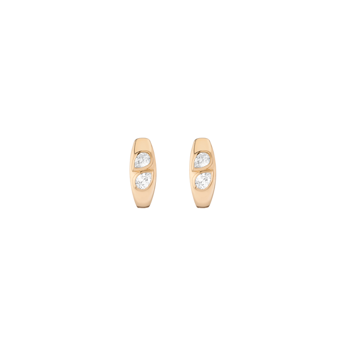 Chunky Double Lab Grown Diamond Pear Huggie Earrings