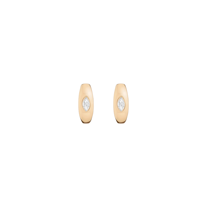Chunky Lab Grown Diamond Marquise Huggie Earrings