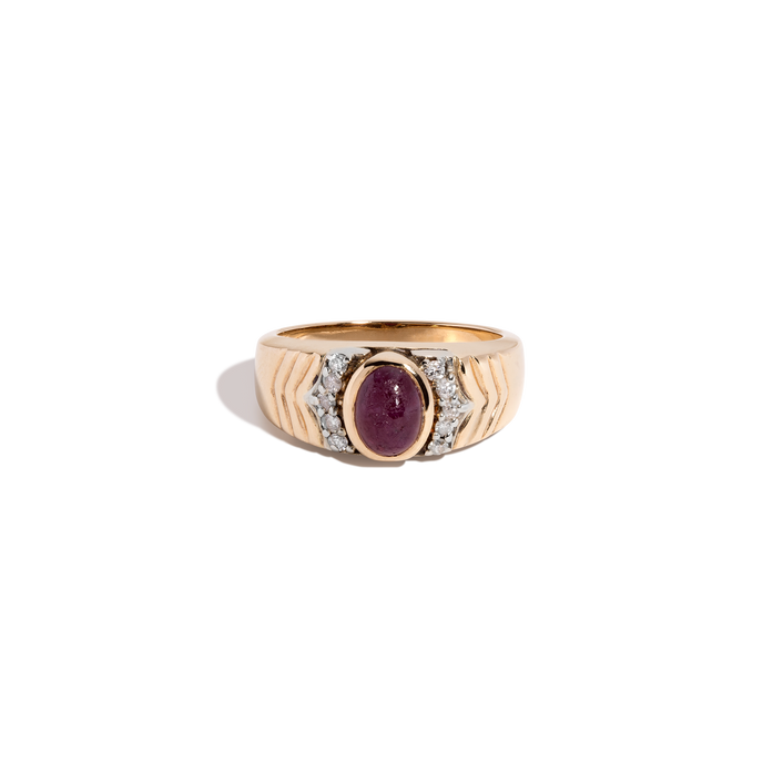 Vintage Red Ruby Cabochon Ring