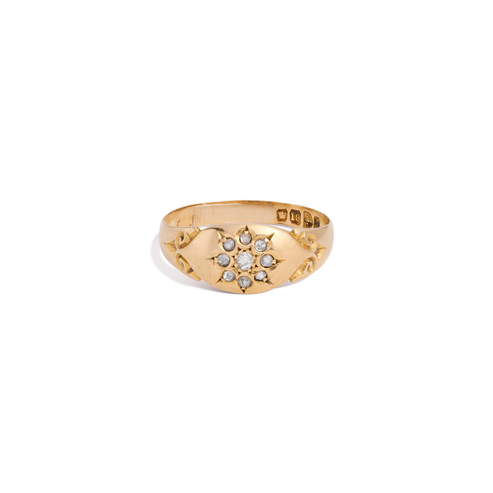 Antique Old European Cut Diamond Fleur Ring