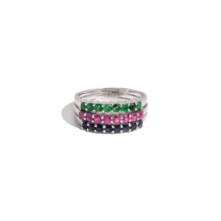 Vintage Gemstone Trilogy Band