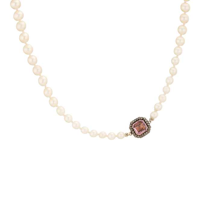 Vintage Pink Kunzite Pearl Necklace