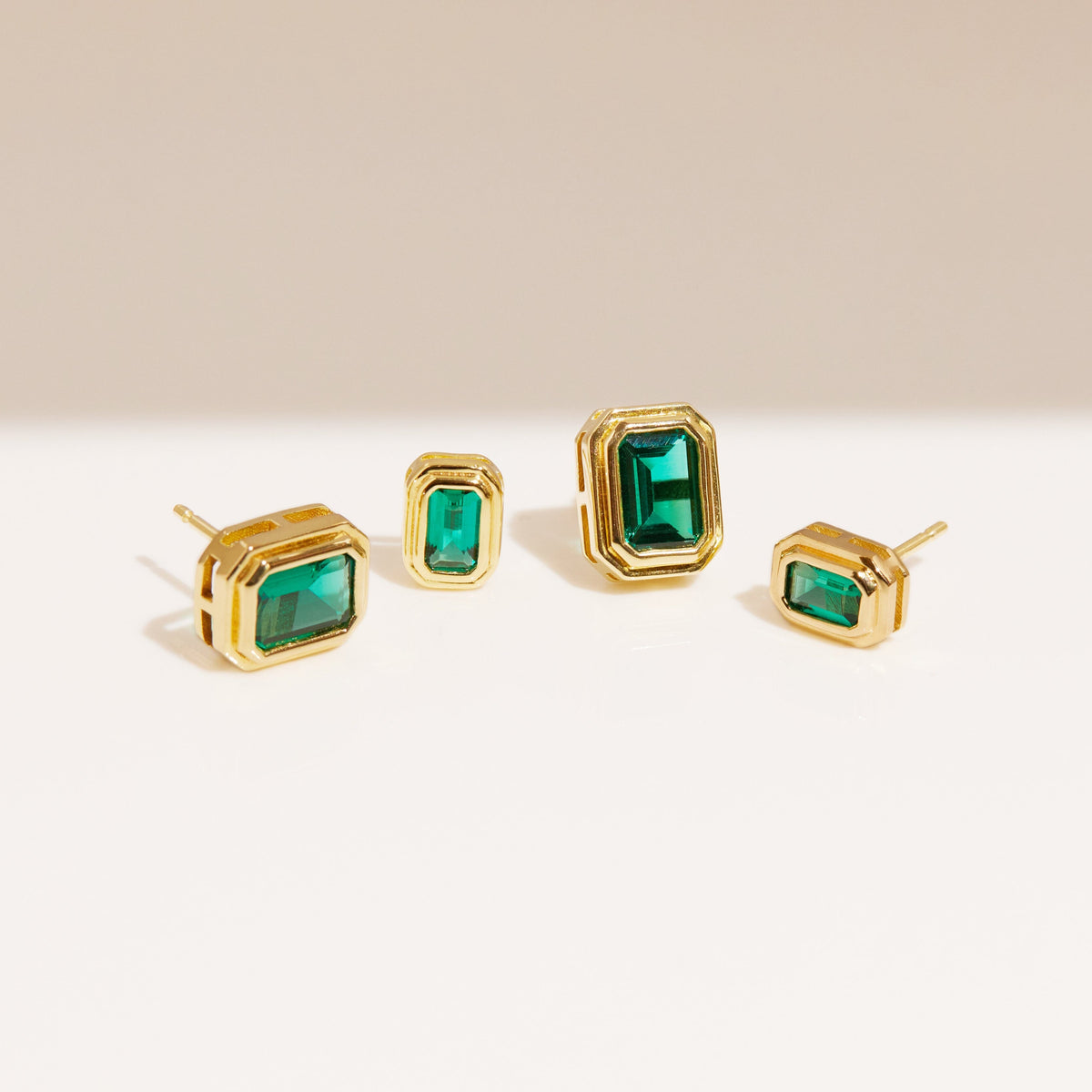 Mini Lab Grown Emerald Heirloom Stud Earrings