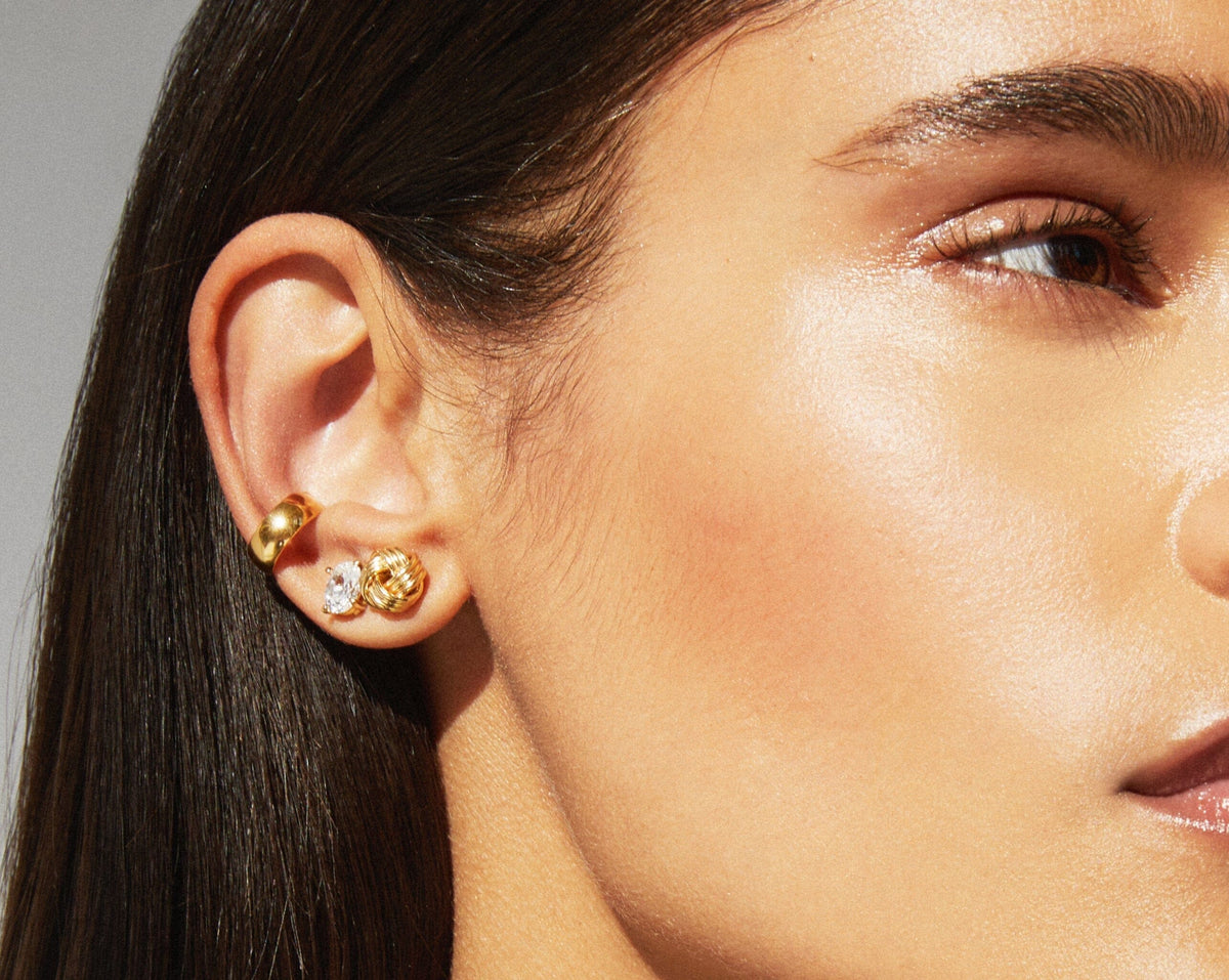 Gold Knot Stud Earrings