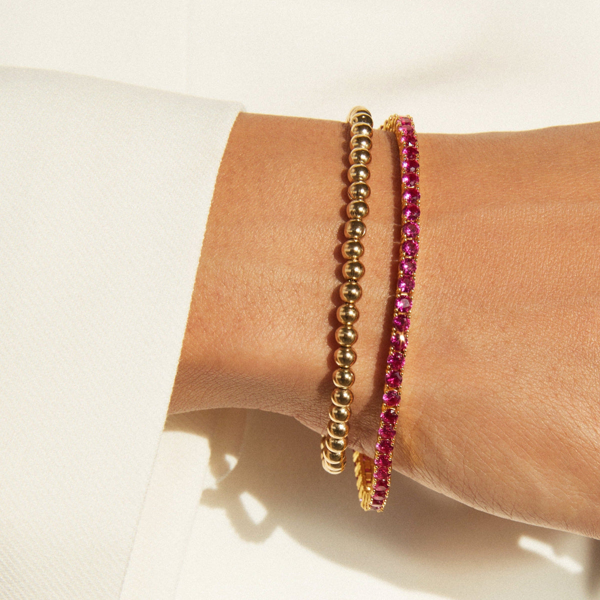 Lab Grown Red Ruby Tennis Bracelet