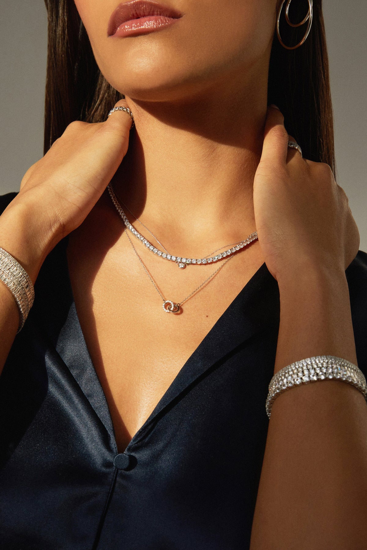 Lab Grown White Sapphire Tennis Necklace