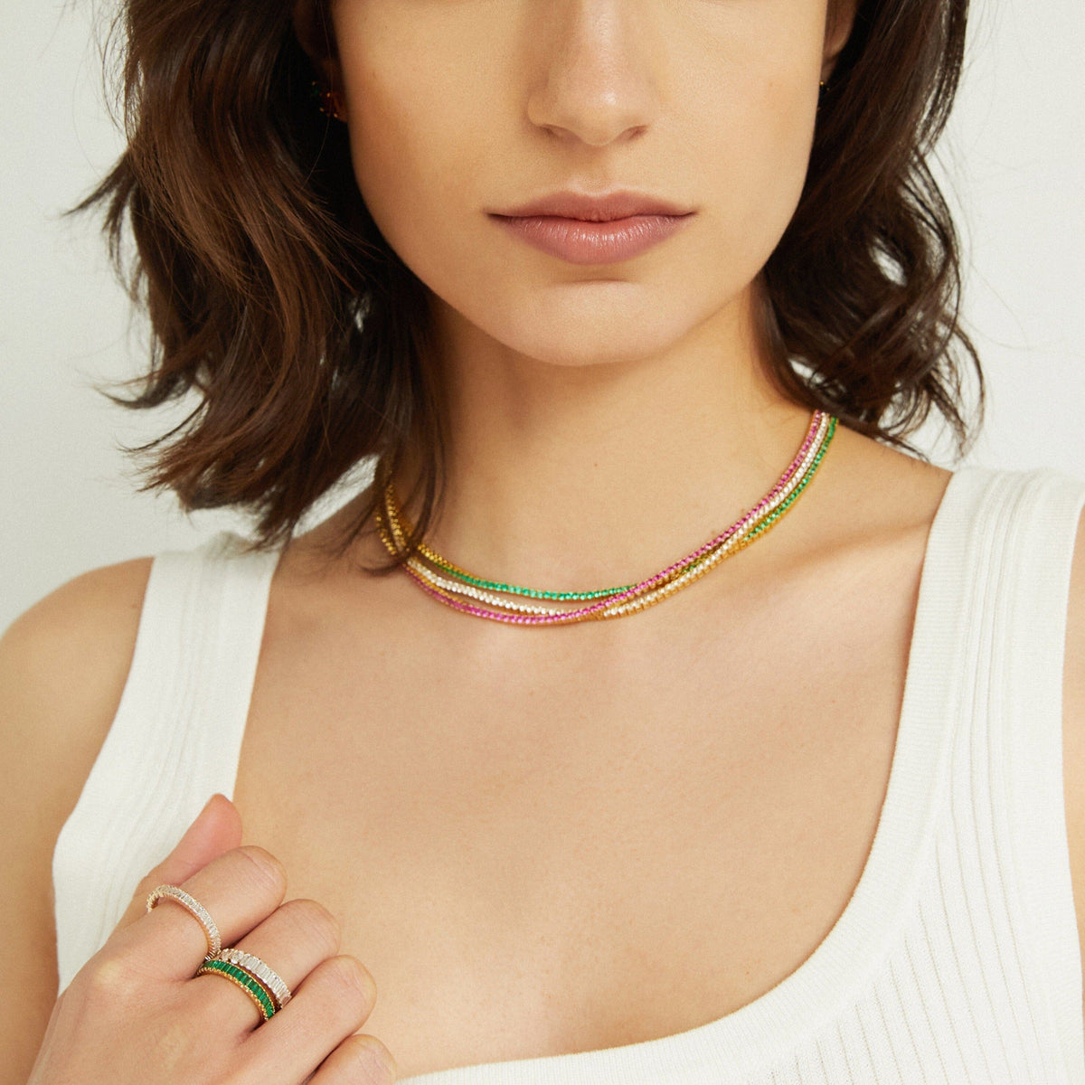 Lab Grown White Sapphire Tennis Necklace