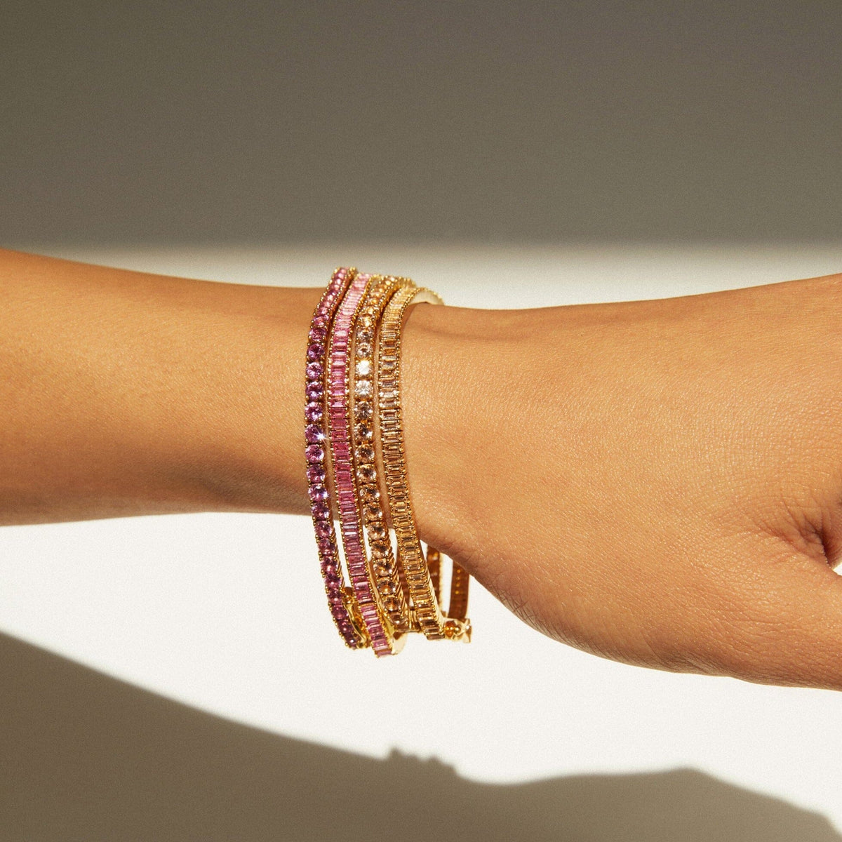 Lab Grown Morganite Baguette Tennis Bracelet