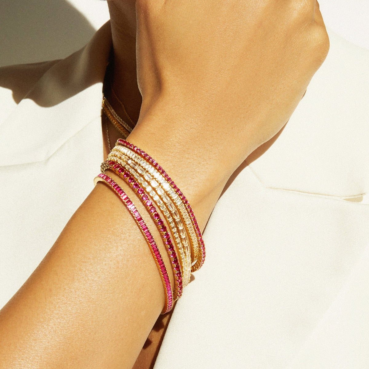 Lab Grown Red Ruby Baguette Tennis Bracelet