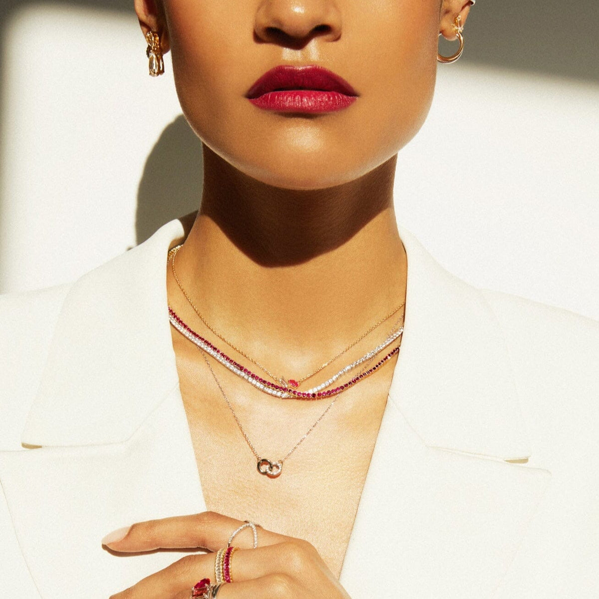 Lab Grown Red Ruby Tennis Necklace