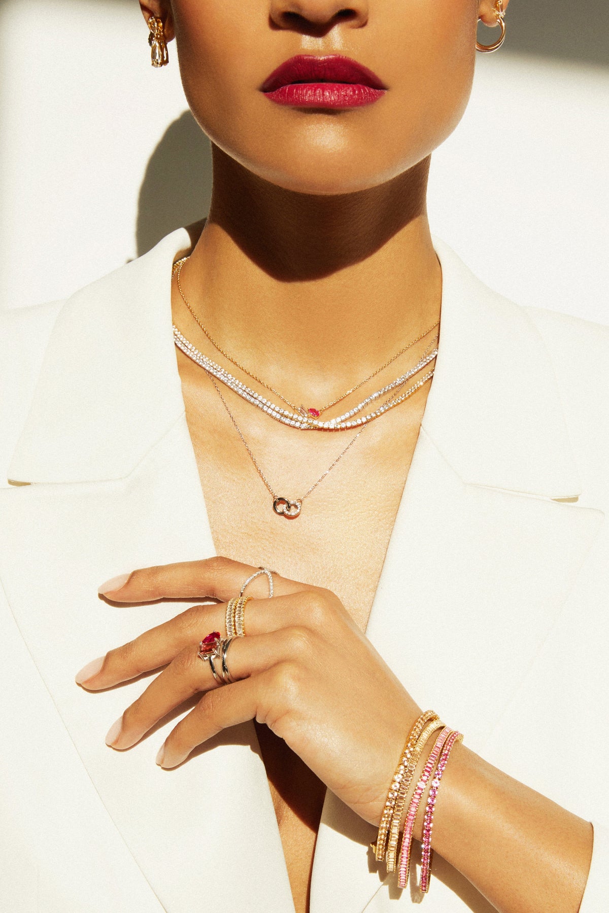 Lab Grown White Sapphire Tennis Necklace